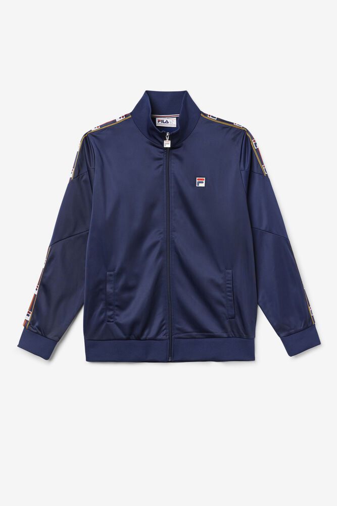 Fila Jacket Mens Navy - Carson Track - Philippines 5413698-QR